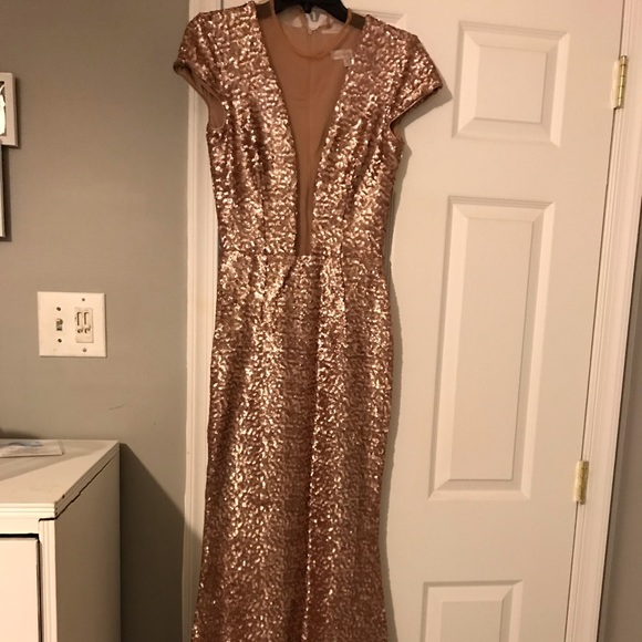 rose gold dress nordstrom Lady Black Tie - Maddox Gown - Rose Gold - Strapless Glitter Embellished Gown main image 0